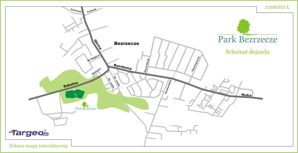 Park Bezrzecze - Mapa okolicy